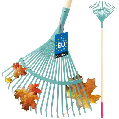 Image de KOTARBAU® Rateau à Feuille Acier 41 cm Râteau Jardin- avec Manche 187 cm Ramasse Feuille Outil Robuste pour Gazon et Feuilles