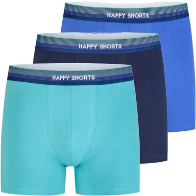 Produktbild von Happy Shorts Herren Boxer Jersey 3-Pack turquise-blue-navy - Größe L