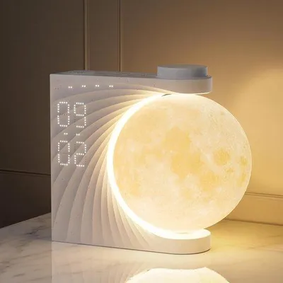 Produktbild von Lichtwecker mit RGB-Maanlicht, 2 Weckern, 8 Farben, natürlichen Geräuschen, Wecker, Bettlampe mit 3 Helligkeitsstufen, Nachtlampe für Frauen, Mädchen und Jungen, 2-Tonnen-Design