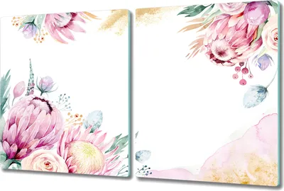 Produktbild von Glas-Herdabdeckplatte Glaskeramikkochfeld-Abdeckung Spritzschutz - 2x 40x52 cm - Aquarell Helle Blume