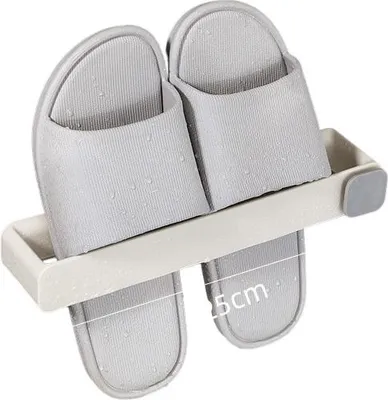 Produktbild von INF Wandmontierter Hausschuhhalter ohne Bohren - Platzsparende Badablage Beige