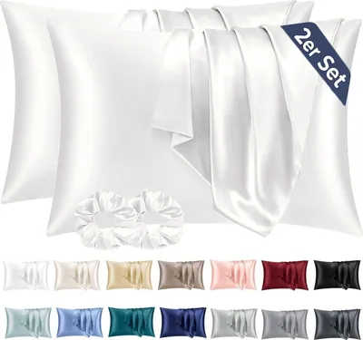 Produktbild von Vielit Satin Kissenbezug 2er-Set 40x60 Weiß mit Haargummis