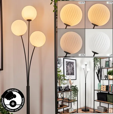 Produktbild von Lerici Stehlampe aus Metall/Riffelglas in Schwarz/Weiß