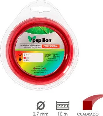 Productafbeelding van Professionele, vierkante nylon koordhaspel voor grastrimmers, diameter 2,7 mm. Rol van 10 meter. Nylon koord voor grastrimmers, geschikt voor het maaien van gras, tuinieren en het verwijderen van onkruid