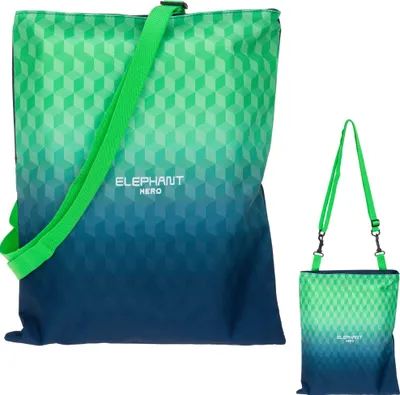 Produktbild von Turnbeutel Sportbeutel Kinder Jungen Mädchen Elephant Hero Signature Attach Bag Schultergurt 12865 Cube Green Blue (Grün Blau)