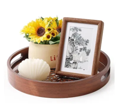 Productafbeelding van Rond Houten Dienblad voor Decoratie