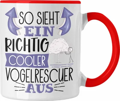 Produktbild von Trendation - Vogelrescuer Tasse So Sieht Ein Richtig Cooler Vogelrescuer Aus Geschenk Lustiger Spruch Geschenkidee (Rot)