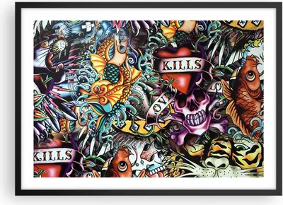 Produktbild von Gerahmtes Poster - Schwarzer Rahmen - Graffiti modern - 70x50 cm - Wand Bild - Wanddeko - Wandbilder - Kunstposter - Wandposter - Bilderrahmen - Bilder - Kunstdruck - Wandbild - P2BAA70x50-3759