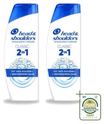 Image de 2 x Shampooing 2-en-1 Classic Anti-Pellicules Head & Shoulders, 300 ml - Pack de 2