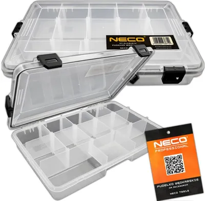 Produktbild von NECO Angelbox 27,5×18×5 cm - 13 Fächer - Dichtung - Verstellbare Trennwände