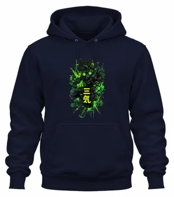 Imagen del producto de Sudadera con capucha estilo cyberpunk, inspirada en el anime, la moda técnica, la cultura japonesa y la estética Y2K, de corte futurista, color azul marino, talla M