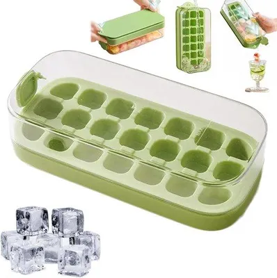 Obrázek produktu pro Vertikální zásobník na kostky ledu s víkem, zelený, hygienický, do mrazáku