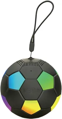Image de Haut-parleur portable - Haut-parleur d'extérieur - Écoute de musique - Lumière sur le thème du football - 9x9x9 cm - Noir