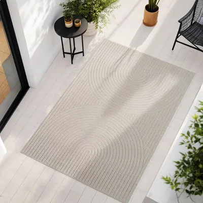 Immagine prodotto di Teppium Tappeto da Esterno Design Boho Moderno Effetto 3D Resistente ai Raggi UV Ideale per Terrazza Soggiorno Cucina, Dimensioni: 200x290 cm