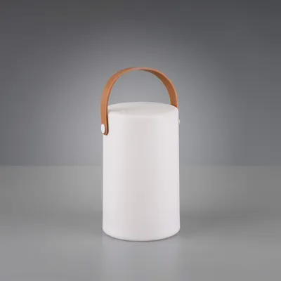 Produktbild von TRIO Tischleuchte R57080101, Weiß, Kunststoff, Ø 13cm, USB-wiederaufladbar, IP44 Spritzwasserschutz, RGBW Farbwechsler, integrierte LED, nicht dimmbar, für Außenbereich, 30000h Lebensdauer, ca. 8h Akkulaufzeit