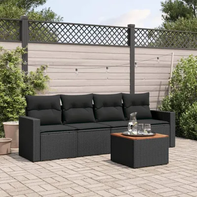 Imagen del producto de Conjunto de jardín para relajación - Conjuntos de jardín para relajación - Juego de jardín - Banco de jardín - Muebles de jardín - Ratán de polietileno (PE) - Incluye cojines con fundas removibles