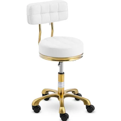 Produktbild von Expondo physa Rollhocker mit Rückenlehne - 47 - 61 cm - 150 kg - weiß / golden
