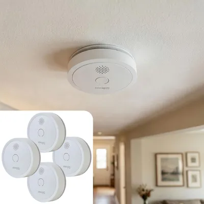 Produktbild von 4er Set WLAN Rauchmelder mit App-Benachrichtigung – Smart vernetzter Feuermelder nach EN 14604 mit 85dB Alarm & 5 Jahren CR123A Batterielebensdauer