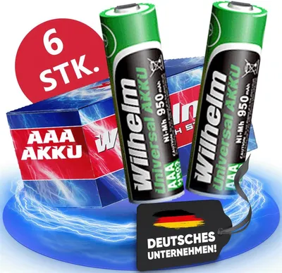 Produktbild von 6 x AAA Mikro AKKU Wilhelm Universal Batterien wiederaufladbar 1,2 V HR03