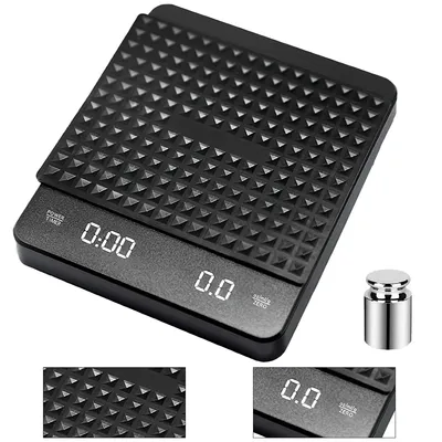 Produktbild von Digitale Küchenwaage mit Timer,3 kg/0,1 g, hohe Präzision, wiederaufladbare tragbare Kaffeewaage, 3 Einheiten, Tara, automatische Abschaltung