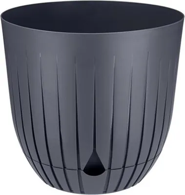 Zdjęcie produktu dla Doniczka ozdobna Verdenia 13 cm antracyt mat – lekka doniczka z tworzywa sztucznego 13x13x12,5 cm