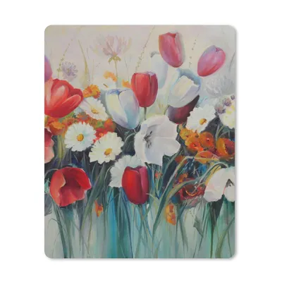 Produktbild von MuchoWow® Mauspad Mousepad Malerei - Ölgemälde - Blumen 19x23 cm - Mousepads - Maus Mat - Pad - Mausunterlage - Mauspads - Spielen