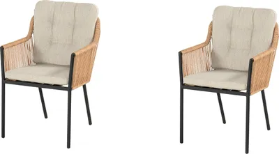 Produktbild von Hartman Cairo Twisted Wicker Dining Stuhl mit schwarzem Gestell inkl. Sitz- und Rückenkissen