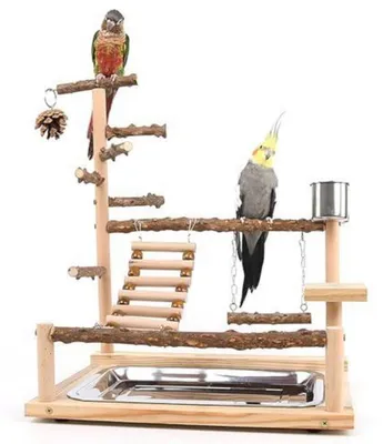 Produktbild von Vogelspielplatz Holz mit Schaukel und Leiter 37x26x45cm für Papageien und Sittiche