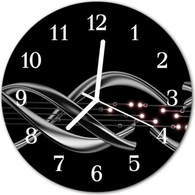 Immagine prodotto di Orologio da parete in vetro, design astratto, nero, diametro 30 cm, ideale per la cucina