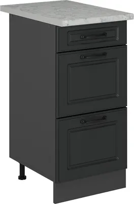 Produktbild von Küchenunterschrank Vicco R-Line Anthrazit Landhaus 40 cm mit Schubladen, AP Marmor, Model 53572