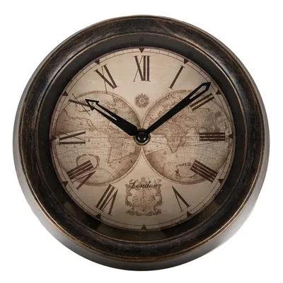 Produktbild von Clayre & Eef Wanduhr Ø 23x5 cm Braun Beige Kunststoff