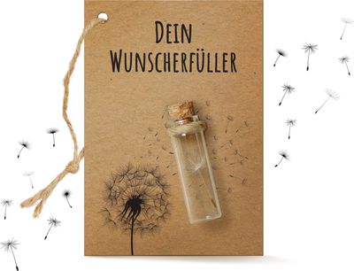 Kleiner Wunscherfüller echtes Pusteblumenschirmchen im Glas | handgefertigt in Deutschland | ideales Geschenk für Geburtstag, Hochzeit, Abschluss und mehr