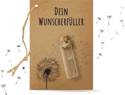 Produktbild von Kleiner Wunscherfüller echtes Pusteblumenschirmchen im Glas | handgefertigt in Deutschland | ideales Geschenk für Geburtstag, Hochzeit, Abschluss und mehr
