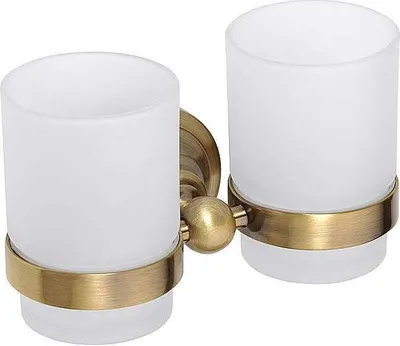 Produktbild von BETRO BRONZE Doppelglashalter Messing Glas Bronze 165x95x90 mm für Bad & WC >> zum Bohren