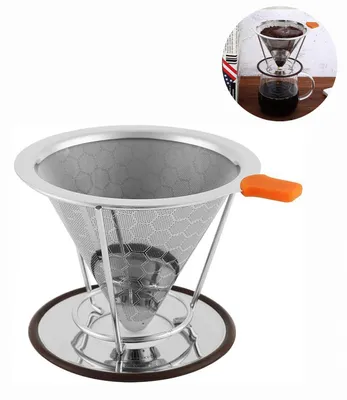 Produktbild von Kaffeefilter aus Edelstahl - Wiederverwendbarer - 2-in-1-Kaffeefilter - Für 1 bis 4 Personen - Umweltfreundlicher - für Filterkaffee - Easy to clean
