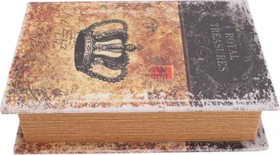 Obrázok produktu pre Dekoratívna knižná krabica Vintage Wood Faux Book Box Trinket Keepsake Storage Box pre ženy Deti darčeky Home Decor Royal Treasures slová
