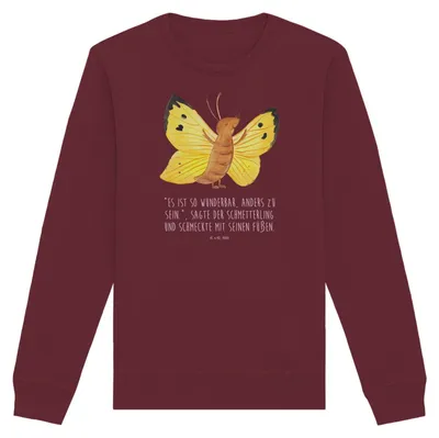 Produktbild von Mr. & Mrs. Panda Baumwoll Pullover Schmetterling Zitronenfalter Größe S - Burgundy - Geschenk, Fakt, Selbstliebe, Liebe, Pulli, Sweater, Anders, Schmetterlinge