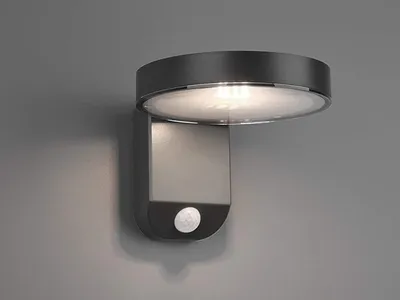 Produktbild von LED-Solarwandleuchte - 15 x 18,3 cm - Schwarz - Kunststoff - mit Bewegungssensor