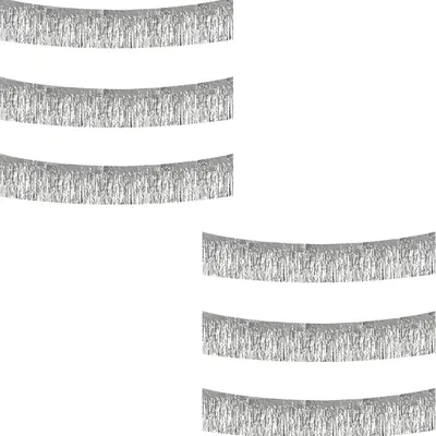 Lametta-Girlanden, 6 Stück, silber, 30 cm x 3 m, Metallic-Folie