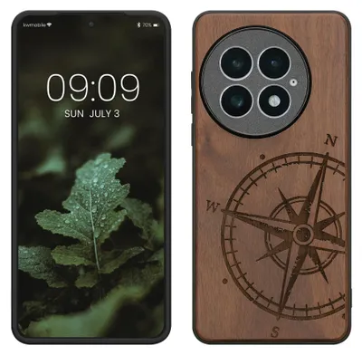 Produktbild von kwmobile Handyhülle für OnePlus 13 Hülle Holz - Case mit TPU Bumper - Stoßfestes Hardcase - Schutzhülle Cover in Dunkelbraun