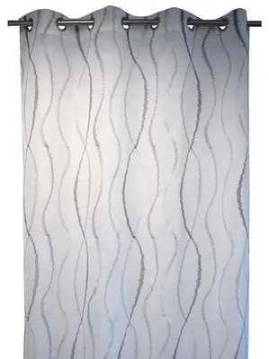 Geborduurd gordijn, Polyester, 140 x 250 cm, Grau