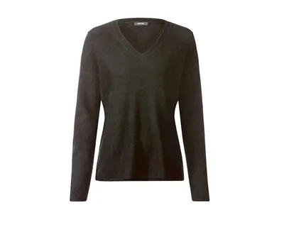 Produktbild von Esmara Damen Kaschmir Pullover 100% Kaschmir V-Ausschnitt Gr. L, Schwarz