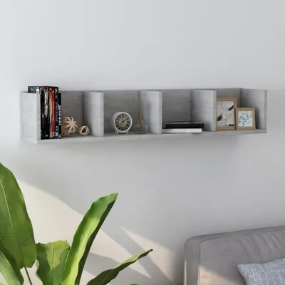 Obrázek produktu pro vidaXL Nástěnná police na CD Concrete Grey 100x18x18 cm Dřevěný materiál
