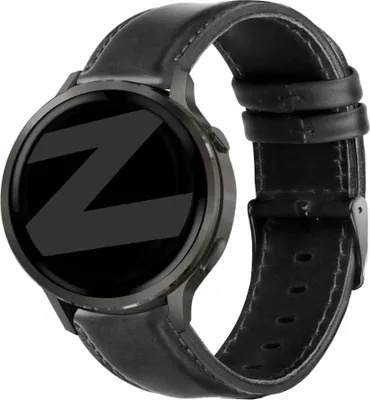 Produktbild von Bandz Lederband 'Classic' (22mm) - Geeignet für Garmin Vivoactive 4 / Garmin Venu 2 / Garmin Venu 3 / Garmin Forerunner 255 / Garmin Forerunner 265 / Garmin Forerunner 570 - 47mm / Garmin Venu 4 - 45mm - Schwarz