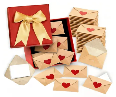 Produktbild von 30/60 Mini-Liebesbotschaften mit Umschlägen, DIY-Liebeskarten mit Herzaufklebern, romantisches Geschenk zum Valentinstag für Freund/Freundin und Paare