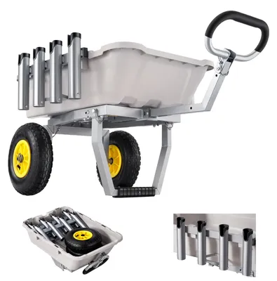 Zdjęcie produktu dla Składany wózek wędkarski SucceBuy o udźwigu 90,7 kg, wózek z oponami terenowymi, wózek transportowy z ramą aluminiową i 8 uchwytami na wędki. Uniwersalny wózek do transportu, idealny do wędkowania, campingów, plaż i aktywności na świeżym powietrzu