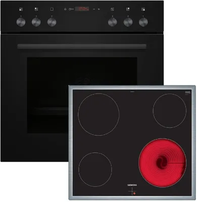 Siemens EQPOWER12K Einbau-Herd-Set, HE013FBB1 + EA645GE17, Einbau-Herd, Elektro-Kochfeld, Frontansicht