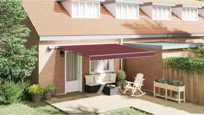 Immagine prodotto di vidaXL Tenda manuale con LED rosso vino 400x300 cm