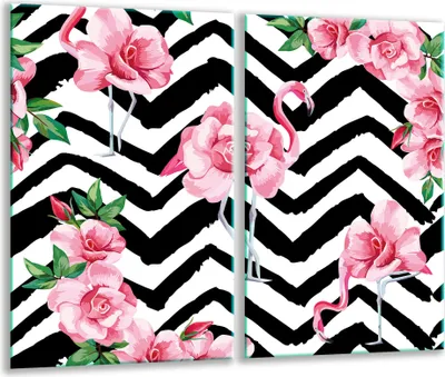 Produktbild von Herdabdeckplatten 2 teilig 30x52 Glaskeramikfeld Abdeckung Glas Flamingo