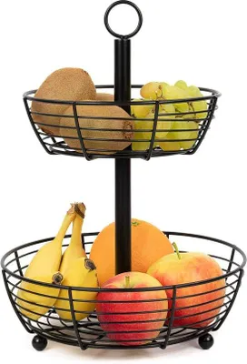 Produktbild von Famanu Etagere für Obst und Gemüse - stilvolle 2-stöckige Obstschale